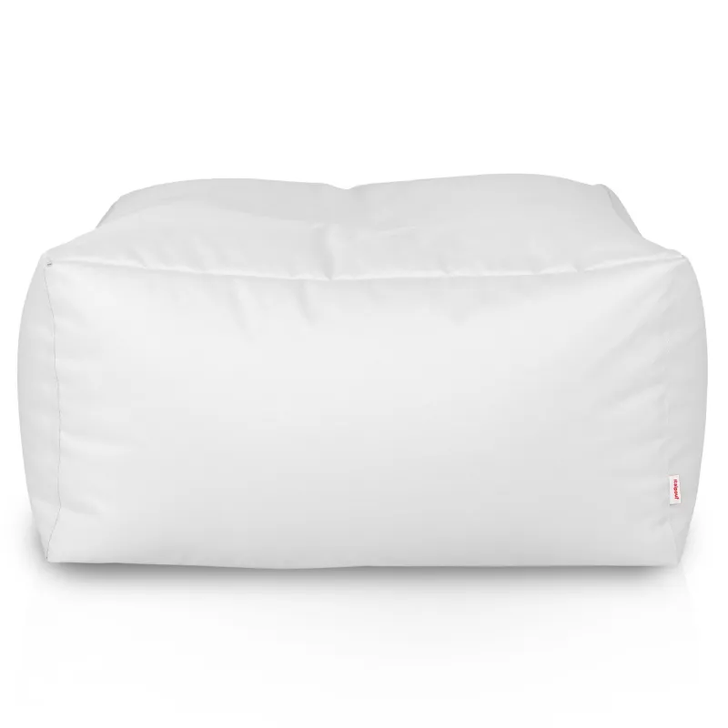 Stylish white pouffe table for modern outdoor decor