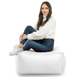 Durable outdoor pouffe table in white for long-lasting use