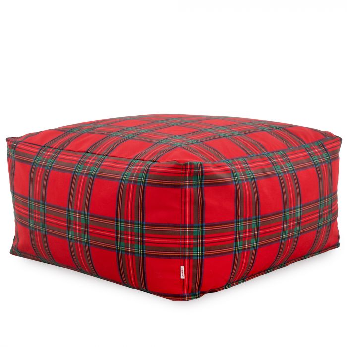 Red grid pouffe table 