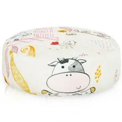 Round Footstool Pouffe - Premium Printed Fabric