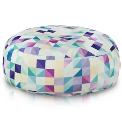 Round Footstool Pouffe - Premium Printed Fabric
