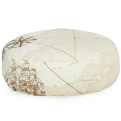Round Footstool Pouffe - Premium Printed Fabric
