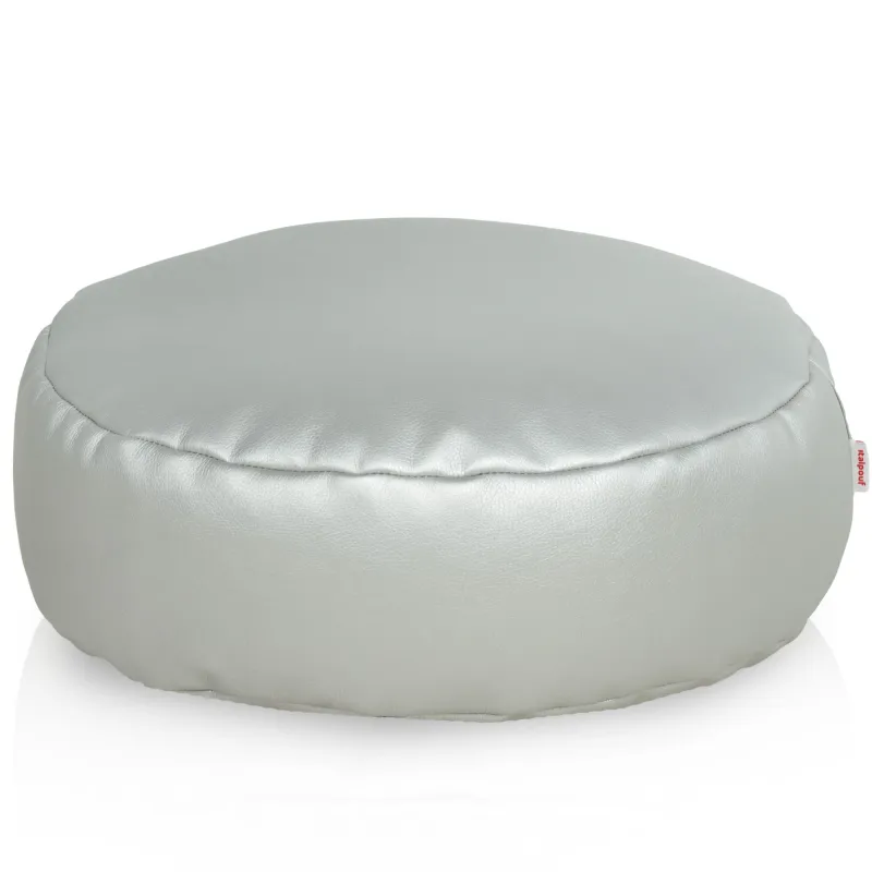 Round Footstool Pouffe - Faux Leather