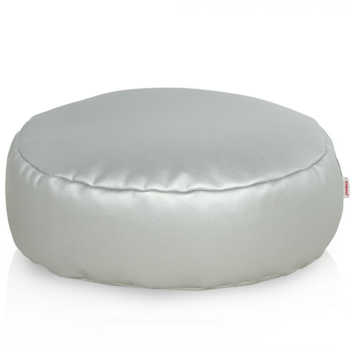 Silver footstool pu leather
