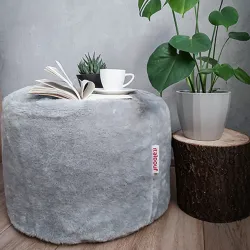 Round Cylinder Pouffe - Yeti Faux Fur – view 3