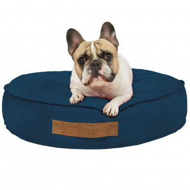 Navy Blue Round Dog Bed Velvet