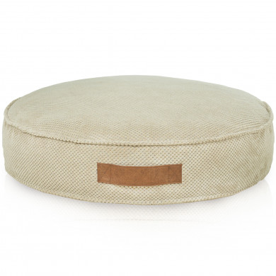 BEIGE DOT ROUND DOG BED