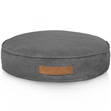 GRAY DOT ROUND DOG BED