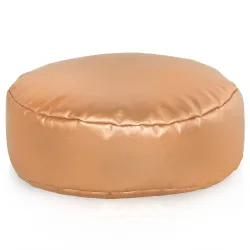 Round Footstool Pouffe - Faux Leather