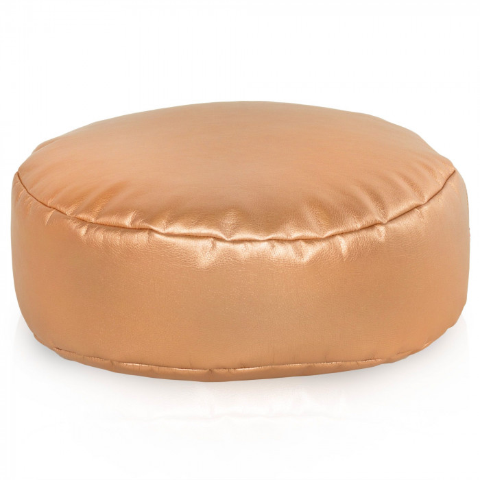 Copper Metallic Footstool PU Leather