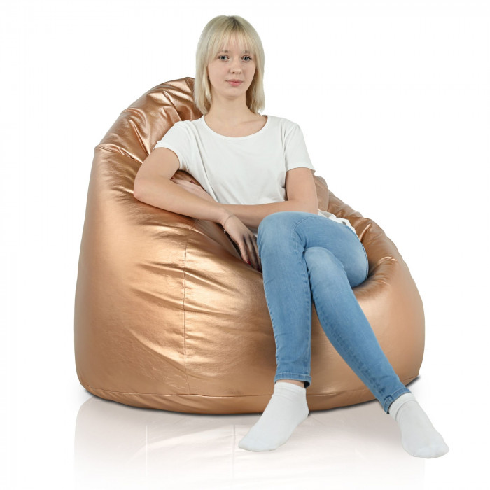 Copper Metallic Bean Bag PU Leather