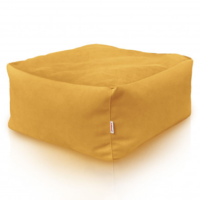 Mustard footstool square velvet