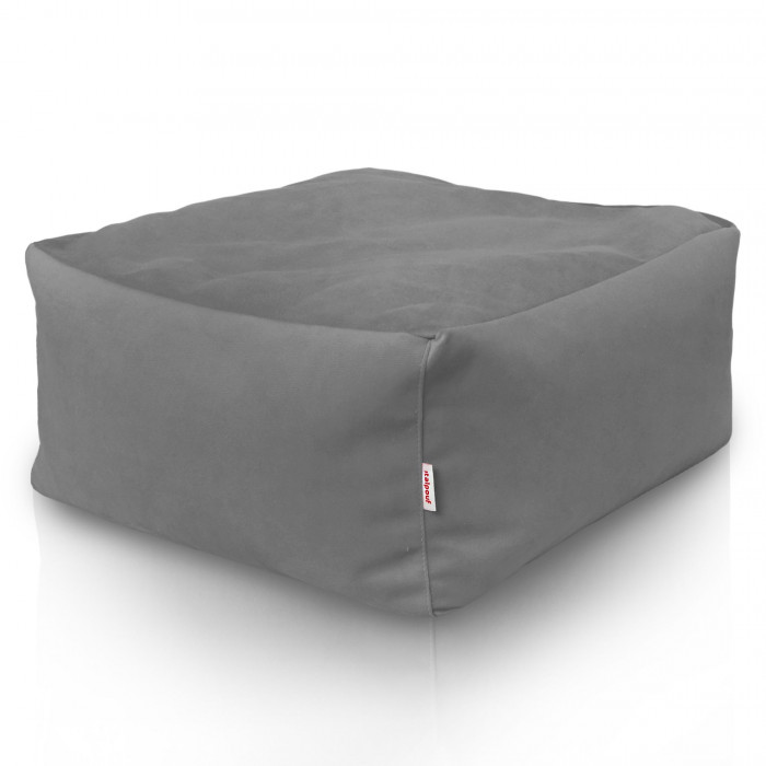 Gray footstool square velvet