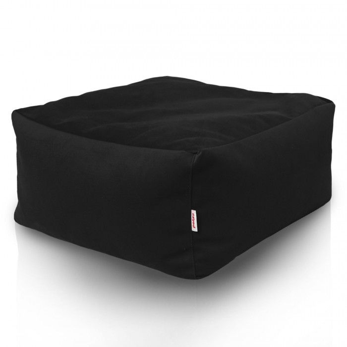 Black footstool square velvet