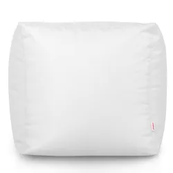 Versatile white square pouf for indoor and outdoor use