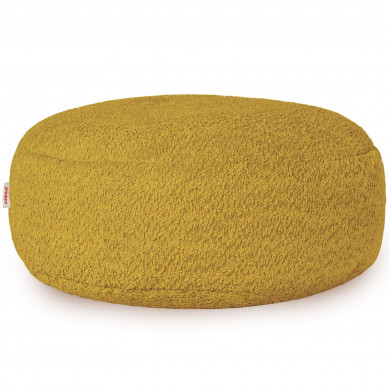 Mustard footstool boucle