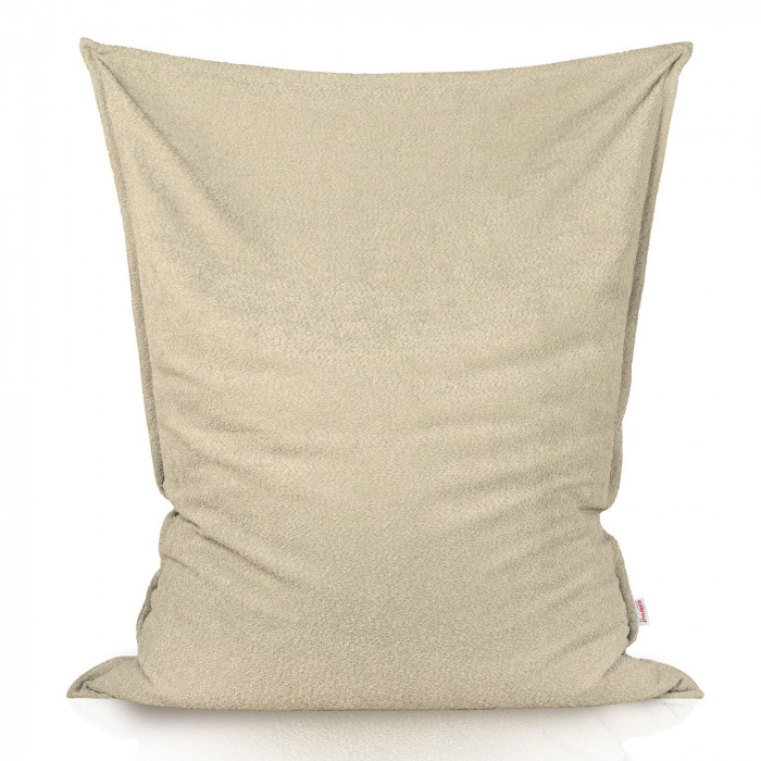 Light beige bouclé beanbag giant pillow XXL