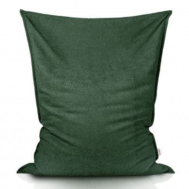 Dark green bouclé beanbag giant pillow