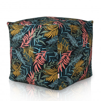 Colorful leaves pouf square