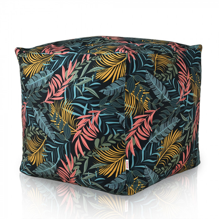 Colorful leaves pouf square 