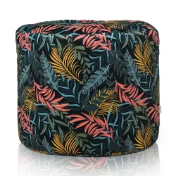 Round Cylinder Pouffe - Premium Printed Fabric