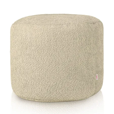 Beige pouf roller with soft boucle fabric for stylish seating