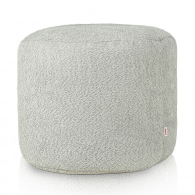 light gray pouf roller cilindro boucle
