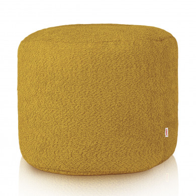 Mustard pouf roller cilindro boucle