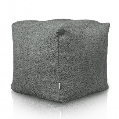Grey pouf square boucle