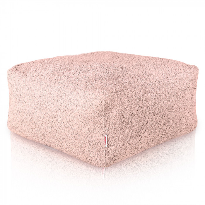 Powder pink square footrest boucle