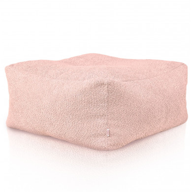 Powder pink pouffe table boucle