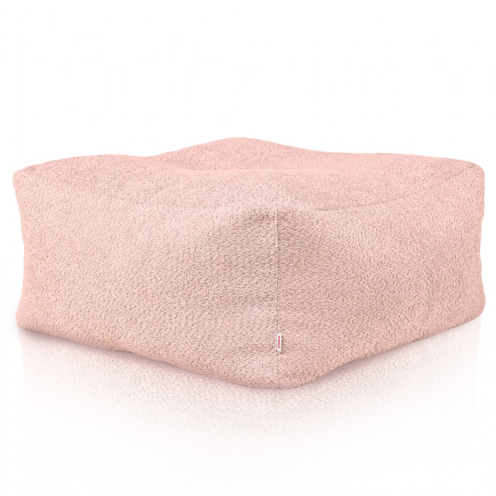 Powder pink pouffe table boucle