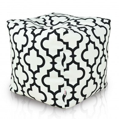 White marocco pouf square