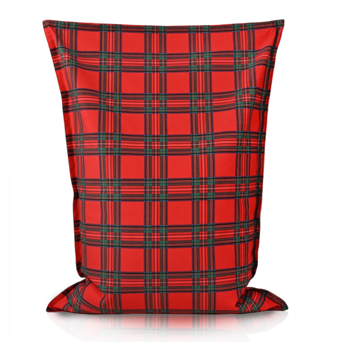 Red grid bean bag giant pillow
