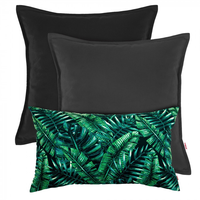 Black and Grey Set of cushions with Forest motif