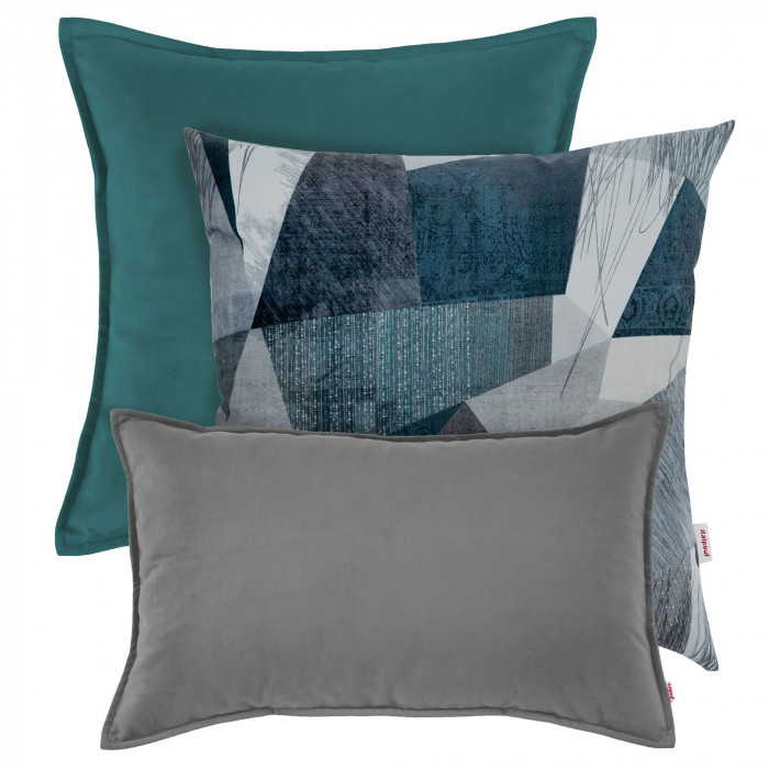 Grey-Blue Abstract Pillow Set