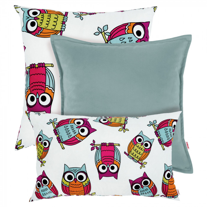 Pastel and mint Owl Pillow Set