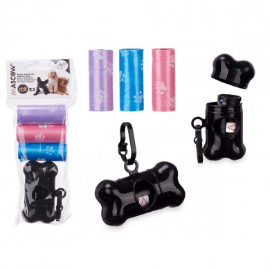 Set feces bag container + 3 rolls of 15 pcs.