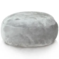 Round Footstool Pouffe - Yeti Faux Fur