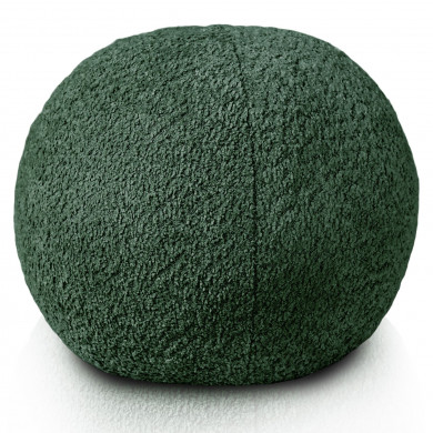 Dark green ball decorative pillow boucle