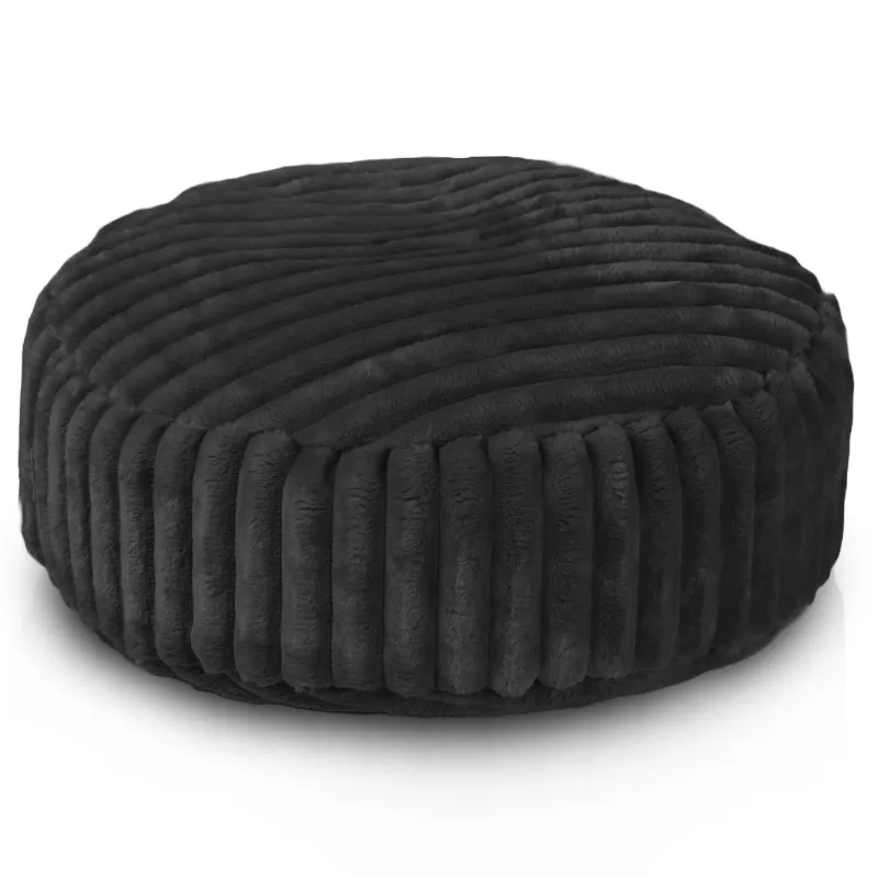 Round Footstool Pouffe - Jumbo Cord Stripe