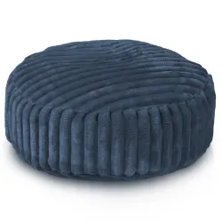 Round Footstool Pouffe - Jumbo Corduroy Royal