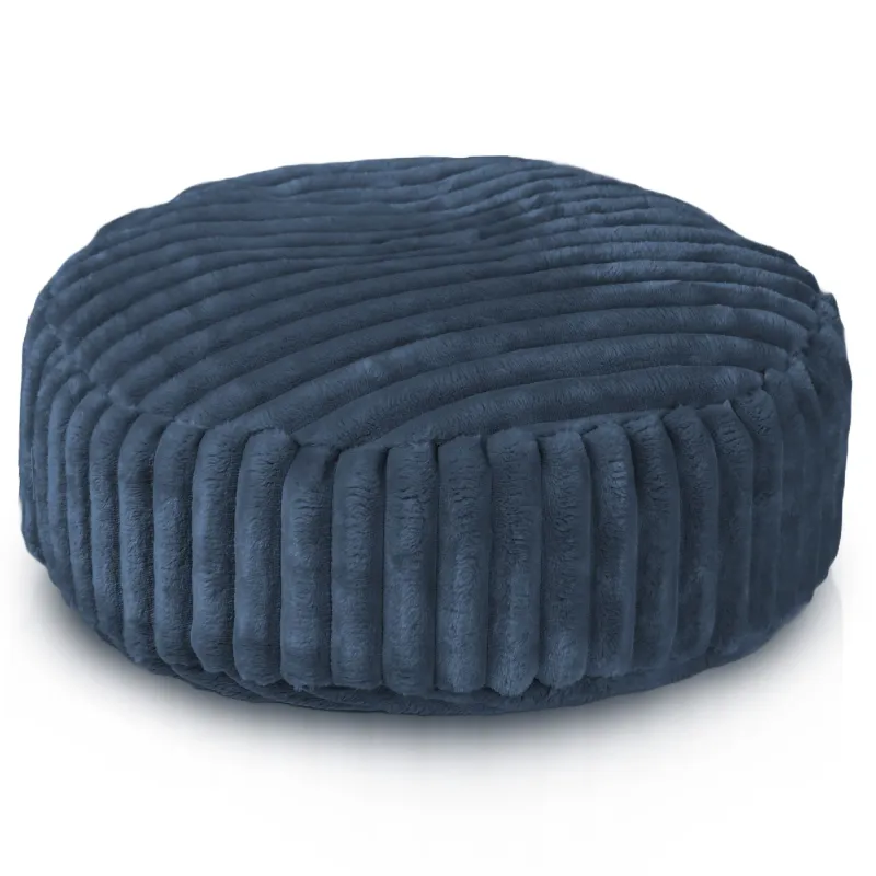 Round Footstool Pouffe - Jumbo Cord Stripe