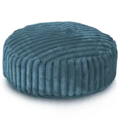 Round Footstool Pouffe - Jumbo Corduroy Royal
