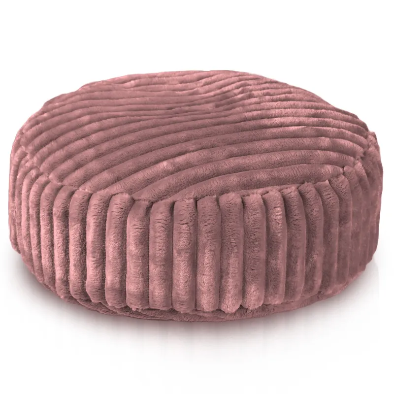 Round Footstool Pouffe - Jumbo Cord Stripe