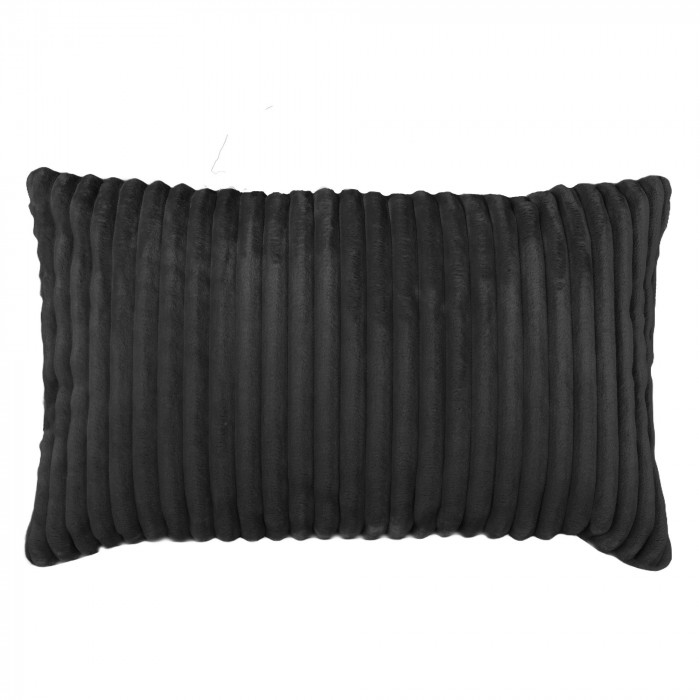 Black decorative pillow rectangular stripe