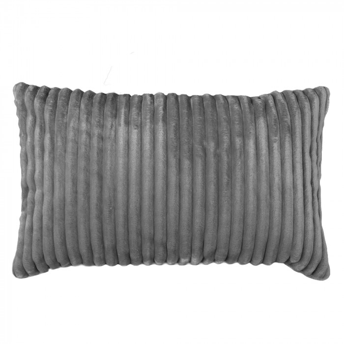 Grey decorative pillow rectangular stripe