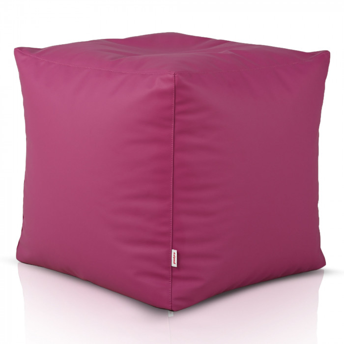 Fuchsia pouf square pu leather