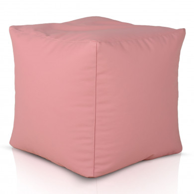 Light pink pouf square pu leather