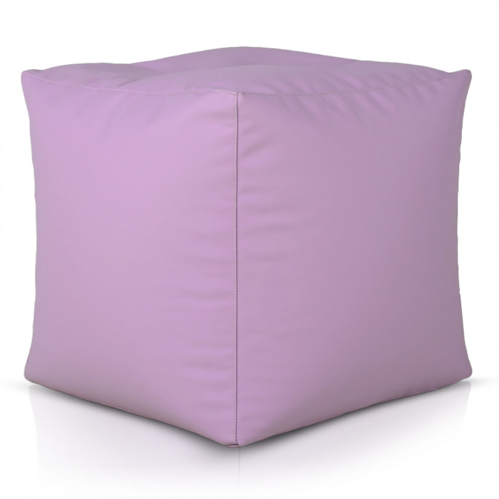 Light purple pouf square pu leather